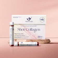 Mermaid Shot Collagen | 1000 Da Molekül Ağırlığı, Yüksek Biyoetkinlik Premium Balık (Marine) Kolajen Diyet Takviyesi Zengin Formül Mango Ananas, Hyalüronik A., Glutatyon, Biotin, C Vitamini 28 Shot