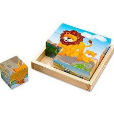 Tek Yapboz 6 Farklı Karakter 9’lu Ahşap Küp Eğitici Puzzle