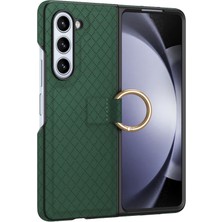 Seashell Digital Samsung Galaxy Z Fold5 5g Izgaralar Yüzük Parmak Tutucu Pu+Pc Telefon Kılıfı (Yurt Dışından)