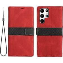 Seashell Digital Samsung Galaxy S24 Ultra Izgara Ekleme Pu Deri Red Telefon Kılıfı (Yurt Dışından)