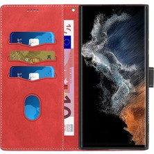 Seashell Digital Samsung Galaxy S24 Ultra Izgara Ekleme Pu Deri Red Telefon Kılıfı (Yurt Dışından)