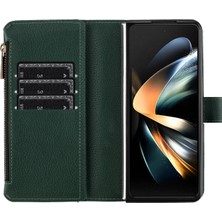 Seashell Digital Samsung Galaxy Z Fold5 5g Pu Deri Litchi Doku Zipper Cep Telefon Kılıfı (Yurt Dışından)