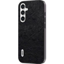 Seashell Digital Samsung Galaxy A34 5g Deri Kaplamalı Tpu+Pc Litchi Doku Retro Black Telefon Kılıfı (Yurt Dışından)