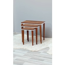 Wenus Home 3'lü Zigzag Mdf'lam Zigon Sehpa Ceviz-Beyaz