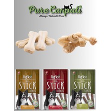 Purecanpati Beyaz Pres Kemik,düğüm Kemik ve Sitck Köpek Ödül Seti