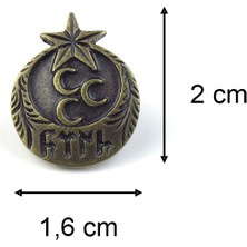 Hiçdurmaal Üç Hilal Göktürkçe Türk Yazılı Ay Yıldız Tasarımında Eskitme Metal 1 Adet Yaka Rozeti