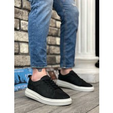 11boa BA0336 Içi Dışı Hakiki Nubuk Deri Siyah Bağcıklı Casual Erkek Ayakkabı