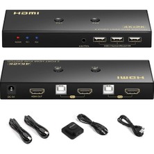 Aogo USB HDMI Kvm Switch HDMI Kvm Switch 2 Port Kvm Switch HDMI 1 Monitör 2 Pc Anahtarlı 4K60Hz 2K144Hz