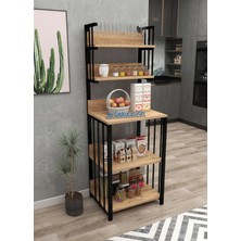 3E Dekorasyon Yapı Mutfak Dolabı Raflı Mikrodalga Mutfak Banyo Çok Amaçlı Düzenleyici Kahve Köşesi Mdf 150CM