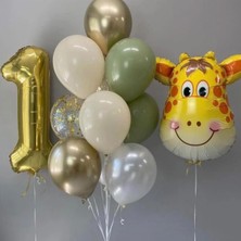 Kidspartim Gold 1 Yaş Zürafa Temalı Balon Seti