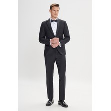 ALTINYILDIZ CLASSICS Erkek Siyah Slim Fit Dar Kesim Kırlangıç Yaka %100 Yünlü Klasik Smokin Takım