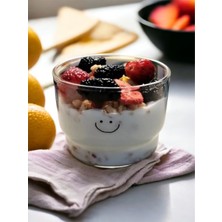 Chance Gift Isıya Dayanıklı Smile Gülen Yüz Detay Cam Bardak Magnolya Kase Expresso Bardağı