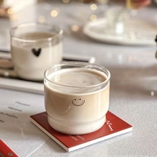 Chance Gift Isıya Dayanıklı Smile Gülen Yüz Detay Cam Bardak Magnolya Kase Expresso Bardağı