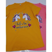 Rose Moda Rose Moda-Kız Çocuk 2-Li Paket Kısa Kollu Tişört Pembe Petrol Yeşili