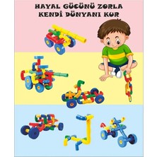 Eğitici Oyuncak Boru  Oyunu 3D Puzzle Oyunu Plastik Tekerlek Eklemeli 89 Parça