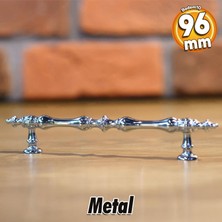 Badem10 Şehzade Kulp Mobilya Mutfak Dolabı Çekmece Dolap Kulpları Kapak Kulpu Kulbu Krom 96 mm Metal
