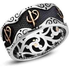 Takı Dükkanı Tam Tur Elif Vav Harfi Erkek Gümüş Yüzük Alyans kgy04