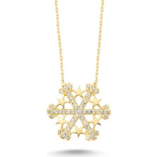 Takı Dükkanı Yıldız Kar Tanesi Gümüş Kolye WSN248 Sarı