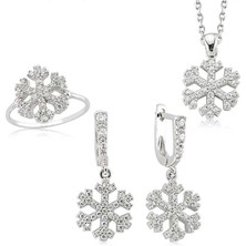 Takı Dükkanı Kar Tanesi Gümüş Kolye Küpe Yüzük Taşlı Set TST07 10