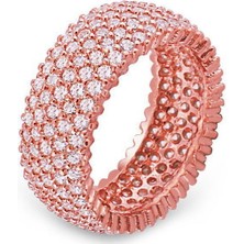 Takı Dükkanı Beş Sıra Tam Tur Taşlı Bayan Gümüş Yüzük Alyans tgy09