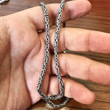 Takı Dükkanı Gümüş Kral Erkek Kolye Zincir 55CM 4mm 32GR msn18-4