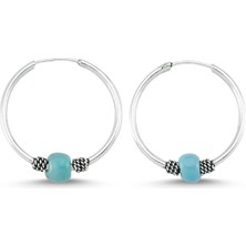 Takı Dükkanı Boncuklu Gümüş Halka Küpe 10 mm WSK09-10