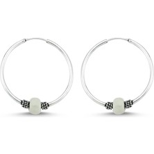 Takı Dükkanı Boncuklu Gümüş Halka Küpe 12 mm WSK09-12