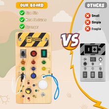 Szjiede Montessori Küçük Yürüyen Meşgul Tahtası, 8 LED Işık Anahtarlı Bebek Ahşap Meşgul Tahtası, Duyusal Oyuncaklar Işık Anahtarı Oyuncaklar 1+ Yaş Bebek ve Küçük Çocuk Için Seyahat Oyunc (Yurt Dışından)