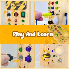 Szjiede Montessori Küçük Yürüyen Meşgul Tahtası, 8 LED Işık Anahtarlı Bebek Ahşap Meşgul Tahtası, Duyusal Oyuncaklar Işık Anahtarı Oyuncaklar 1+ Yaş Bebek ve Küçük Çocuk Için Seyahat Oyunc (Yurt Dışından)