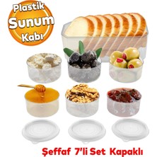 Badem10 Piknik Tabağı Plastik Dayanıklı Kapaklı Kahvaltı Takımı 7 Pcs Tabak Kahvaltılık Saklama Kabı Şeffaf