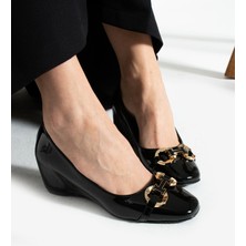 Alemdar Shoes Manu Siyah Rugan Gizli Topuk Kadın Ayakkabı