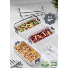 Tekno Trust Beyaz 3 Katlı Taşınabilir Yemek Kabı – Lunch Box Diyet Beslenme Kutusu Saklama Kabı Çatal Kaşıklı G