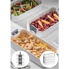 Tekno Trust Beyaz 3 Katlı Taşınabilir Yemek Kabı – Lunch Box Diyet Beslenme Kutusu Saklama Kabı Çatal Kaşıklı G