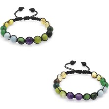 Tesbihname Makrome Örgülü Küre Kesim Çoklu Çoklu Doğaltaş Kombinli Kadın-Erkek Şifa 2'li Set