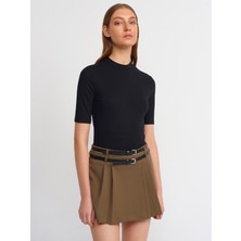 Dilvin 30481 Yüksek Yakalı Tshirt-Siyah