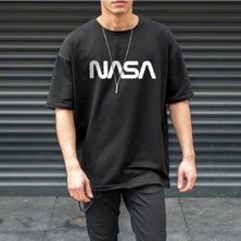 Black Sokak Erkek Siyah Nasa Baskılı Tshirt