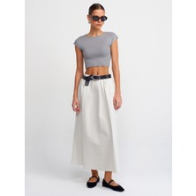 Dilvin 30528 Pamuk ve Modal  Karışımlı Crop Top-Gri