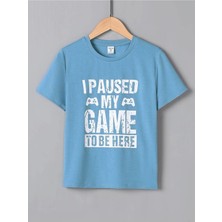 Black Sokak Blacksokak Erkek Çocuk Bebe Mavisi My Game Baskılı Oversize Bisiklet Yaka Tshirt