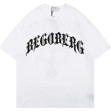 Black Sokak Blacksokak Erkek Beyaz Bego Berg Baskılı Oversize Bisiklet Yaka