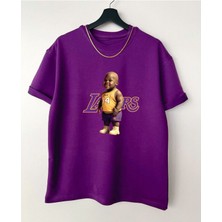Black Sokak Blacksokak Erkek Mor Basketbolcu Oversize Bisiklet Yaka Tshirt