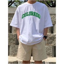 Black Sokak Erkek Beyaz Colorado Baskılı Bisiklet Yaka Tshirt