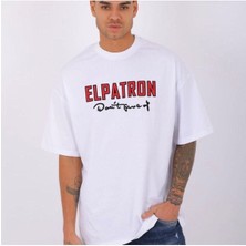 Black Sokak Blacksokak Erkek Beyaz Elpatron Baskılı Oversize Bisiklet Yaka Tshirt