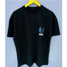 Black Sokak Blacksokak Siyah Beyaz Demon Baskılı Oversize Bisiklet Yaka Tişört