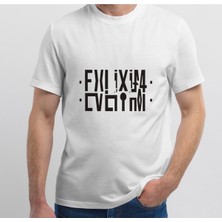 Black Sokak Blacksokak Erkek Beyaz Eviliyim Yazılı Katlamalı Oversize T-Shirt
