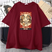 Black Sokak Blacksokak Erkek Bordo He Had Heard Baskılı Oversize Bisiklet Yaka Tshirt