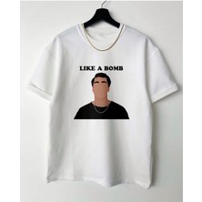 Black Sokak Blacksokak Erkek Beyaz Like A Bamb Oversize Bisiklet Yaka Tshirt