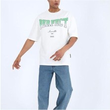 Black Sokak Blacksokak Erkek Beyaz Perfect Baskılı Oversize Bisiklet Yaka Tshirt