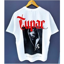 Black Sokak Blacksokak Erkek Beyaz Tupar Baskılı Oversize Bisiklet Yaka Tişört