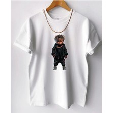 Black Sokak Blacksokak Erkek Beyaz Rapçı Oversize Bisiklet Yaka Tshirt