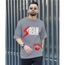 Black Sokak Blacksokak Erkek Füme Cream Baskılı Bisiklet Yaka Tshirt